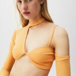 Asymmetric Long Sleeve Top With High Neck - Hình ảnh 2