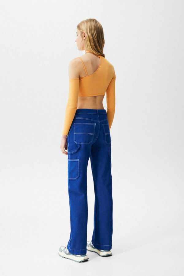 Asymmetric Long Sleeve Top With High Neck - Hình ảnh 3