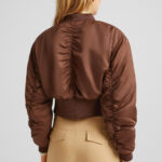 Cropped Satin Bomber Jacket - Hình ảnh 2