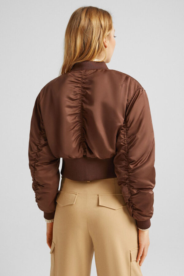 Cropped Satin Bomber Jacket - Hình ảnh 2