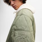 Quilted Bomber Jacket With Ribbed Trims - Hình ảnh 3