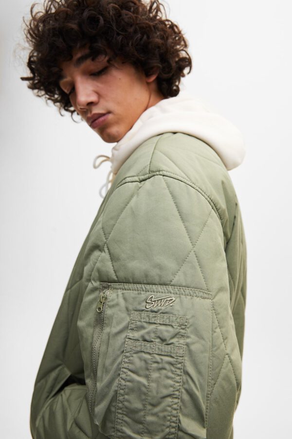 Quilted Bomber Jacket With Ribbed Trims - Hình ảnh 3