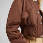 Cropped Satin Bomber Jacket - Hình ảnh 3
