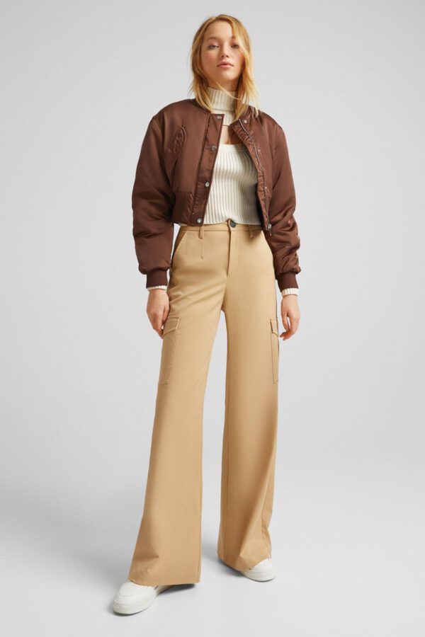 Cropped Satin Bomber Jacket - Hình ảnh 4