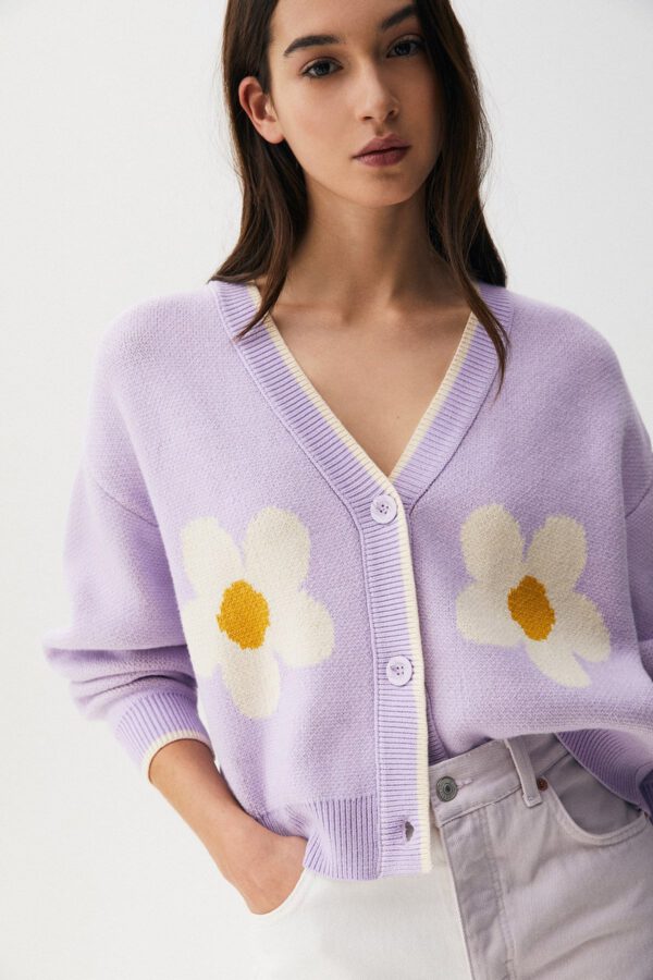 Daisy Jacquard Knit Cardigan - Hình ảnh 3