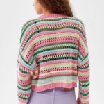 Multicolored Open-Knit Crewneck Sweater - Hình ảnh 2