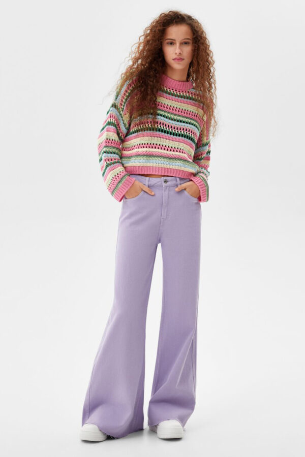 Multicolored Open-Knit Crewneck Sweater - Hình ảnh 3