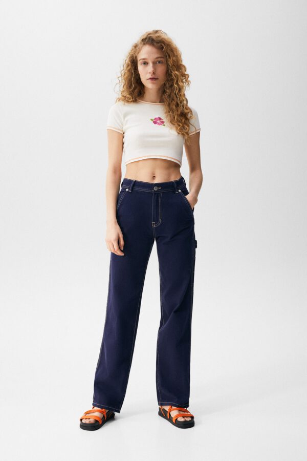 Cropped Short Sleeve T-shirt With Embroidered Detail - Hình ảnh 4