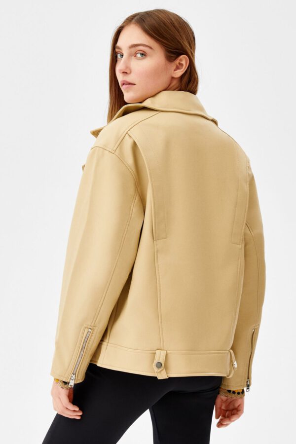 Oversize Faux Leather Biker Jacket - Hình ảnh 2