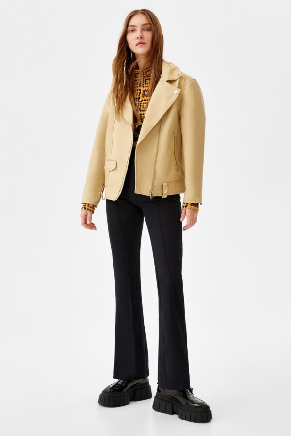Oversize Faux Leather Biker Jacket - Hình ảnh 3