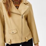 Oversize Faux Leather Biker Jacket - Hình ảnh 4