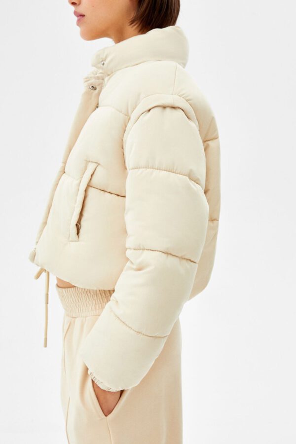 Short Nylon-Effect Puffer Jacket - Hình ảnh 3