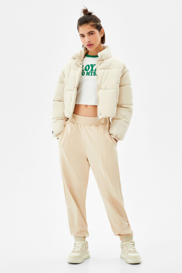 Short Nylon-Effect Puffer Jacket - Hình ảnh 4