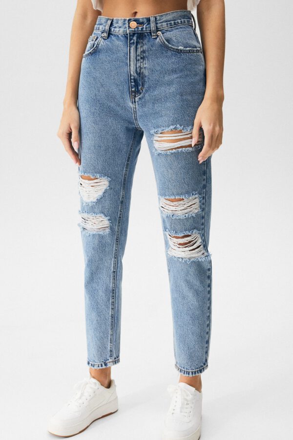 Ripped Mom Jeans - Contains Recycled Cotton - Hình ảnh 2