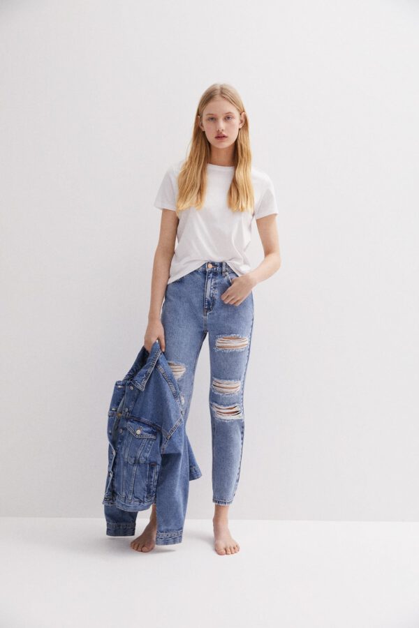 Ripped Mom Jeans - Contains Recycled Cotton - Hình ảnh 4