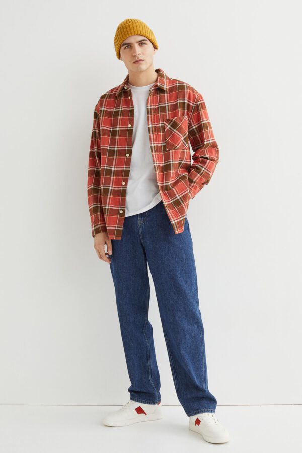 Relaxed Fit Plaid Flannel Shirt - Hình ảnh 4