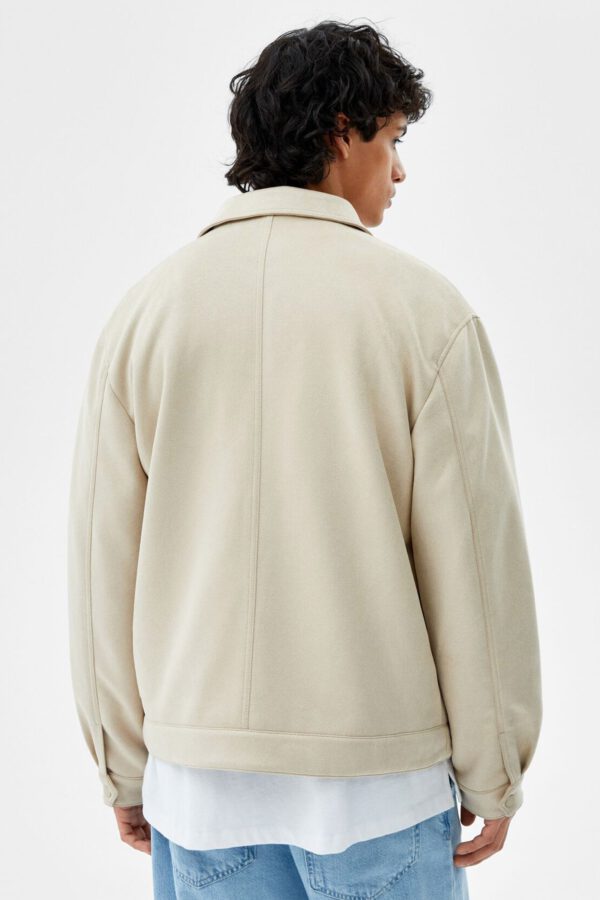 Faux Suede Jacket With Pockets - Hình ảnh 2